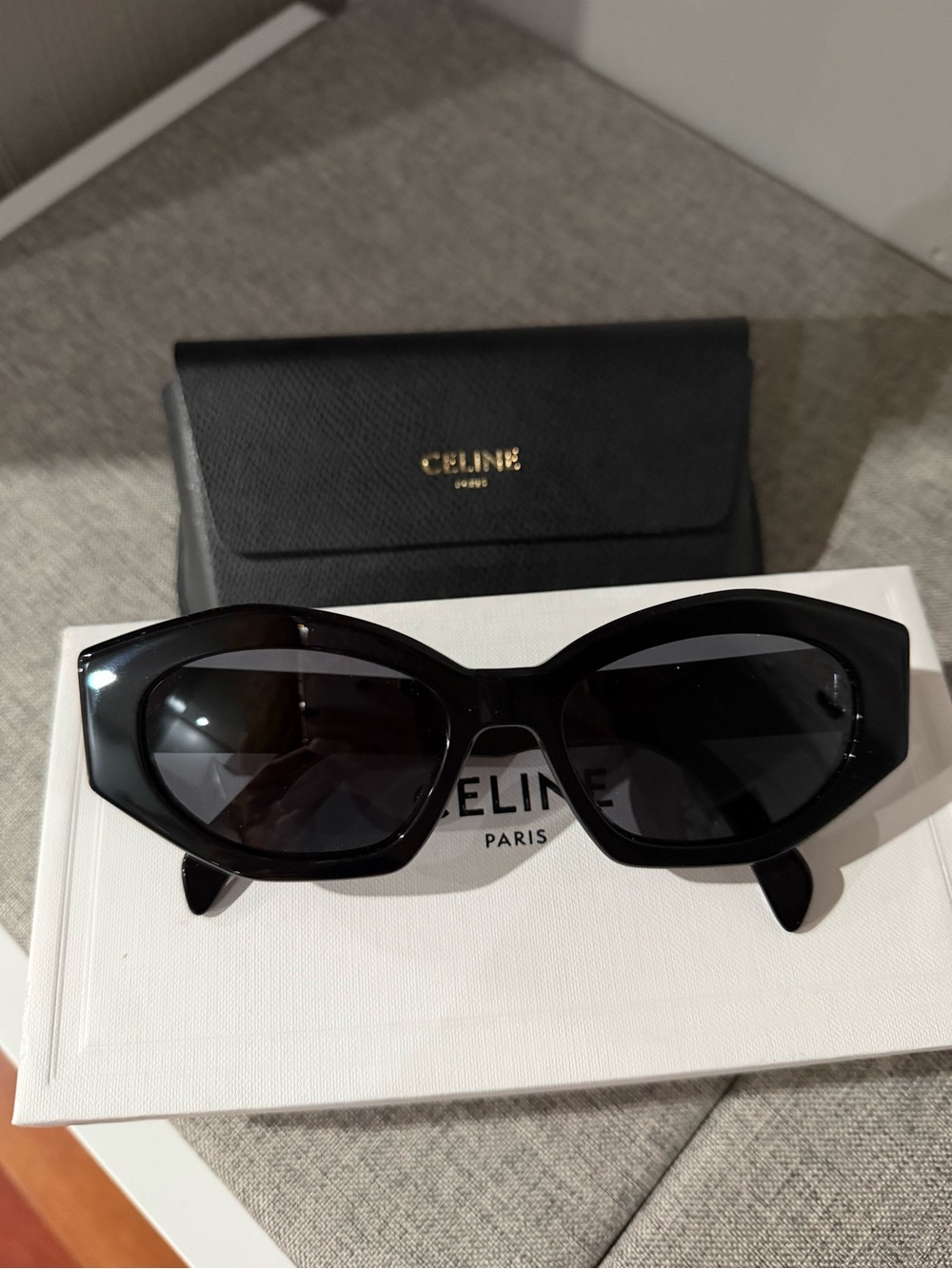 Celine Black Cat-Eye Sunglasses with Dark Lenses